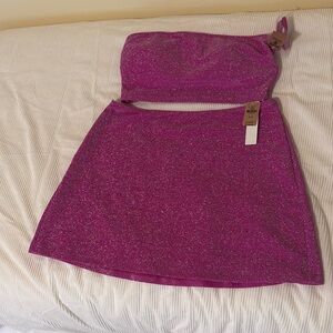 Victoria’s Secret PINK Glittery bikini tube top and swim skirt